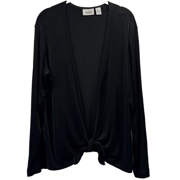 Chicos Travelers Women's Cardigan Jacket Size XL Tie Front Long Sleeve Stretch - Picture 1 of 5